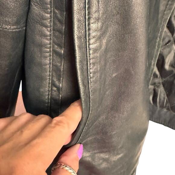 Saddlebred Black Leather Bomber Ranch Cowboy Pilot Lined Pockets Jacket Size XL - Picture 3 of 7